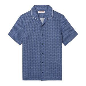 Orlebar Brown Mens Hibbert Perez Camp Shirt X-Large Springfield Blue - NWT $445